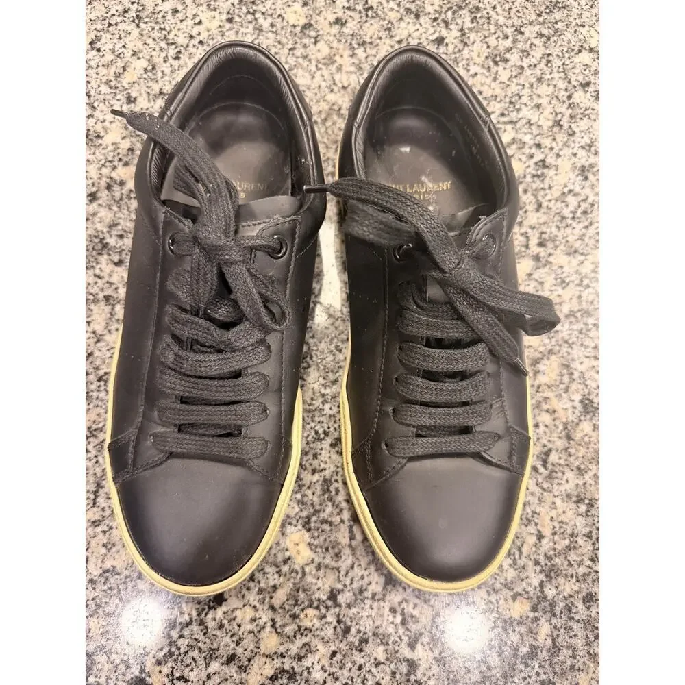 Saint Laurent Court Classic SL/06 Black Leather Sneakers Size 36